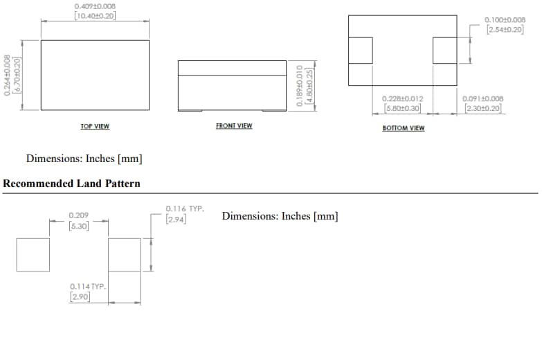 Mechanical Drawing - Abracon AVR-1M100705S Assembly Power Inductor